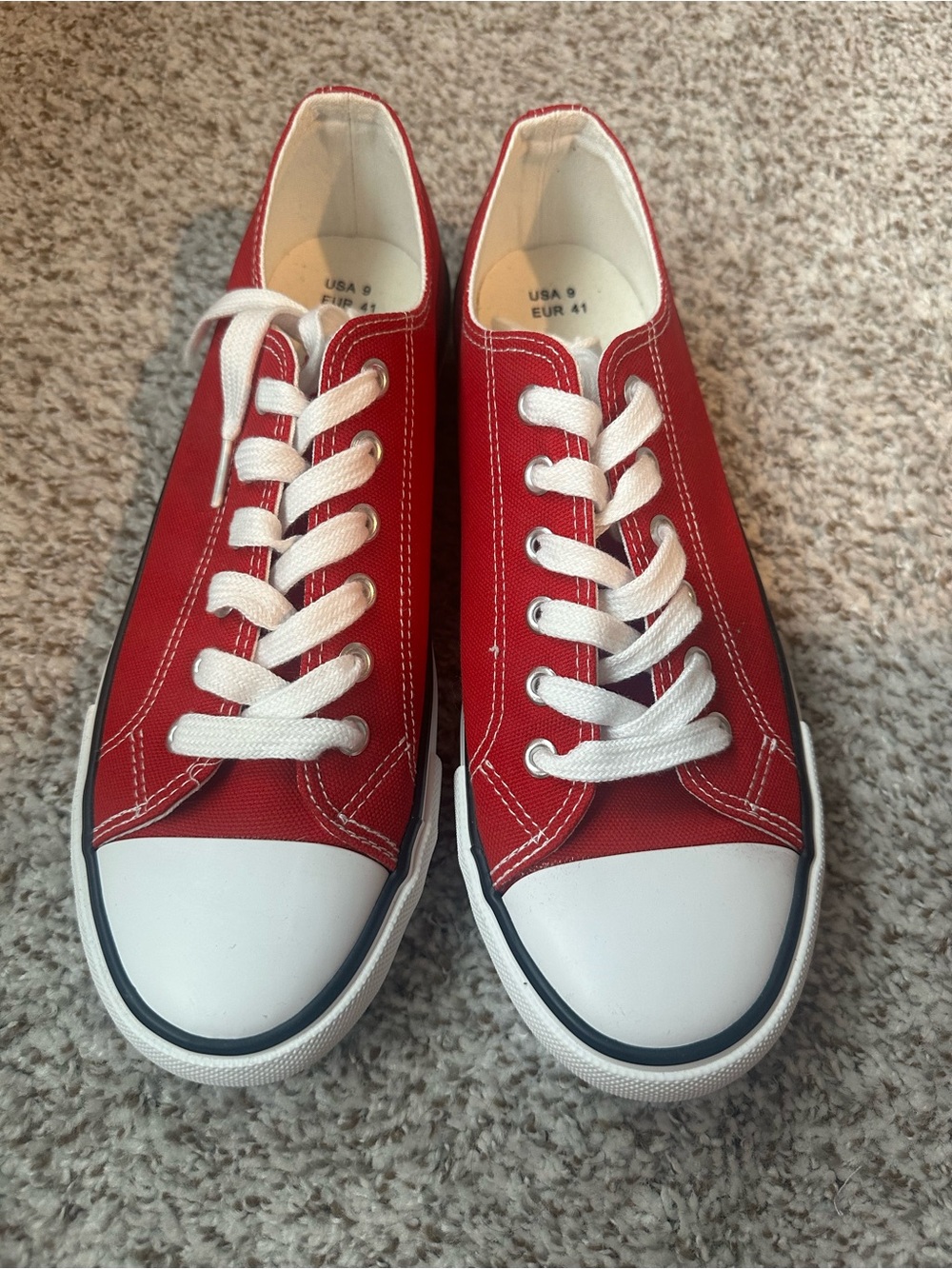 Red Canvas Low-Top Sneakers with White Trim